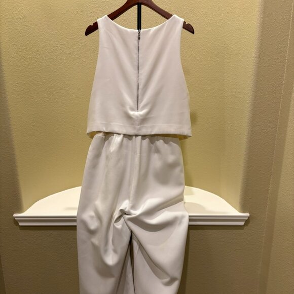 💗Chico's Black Label Cream One-Piece Sleeveless Flared Leg Jumpsuit - Picture 7 of 12